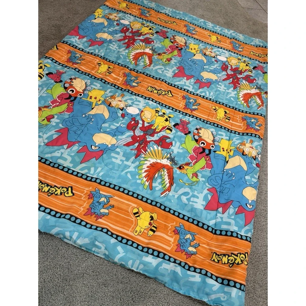 Vintage 1998 Pokemon Bed Comforter Blanket Nintendo Rare Video Game Twin Size